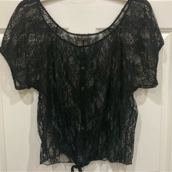 Free Kisses 3X stretch lace overlay top goth goth core 90s emo y2k - Picture 1 of 5